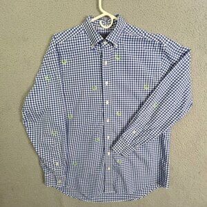 VINEYARD VINES FOR KENTUCKY DERBY MENS BUTTON DOWN SHIRT BLUE WHITE CHECK SIZE L